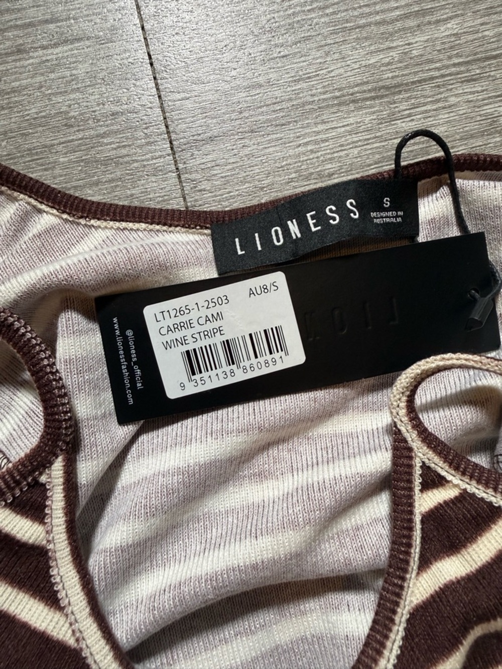 Lioness Brown and Cream Striped Ribbed Camisole - Picture 5 of 6